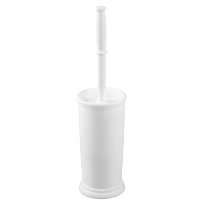 iDesign Kent Plastic Toilet Bowl Brush Set, Slim Compact  4.25" x 4.25" x 16", White