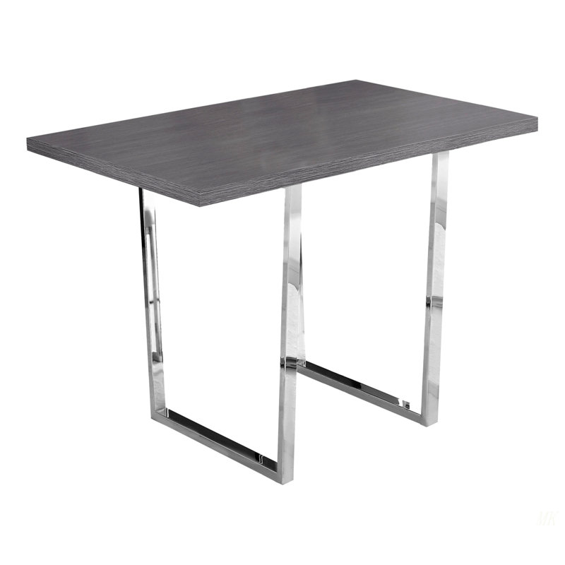 Table de salle à manger, rectangulaire, 60 po, cuisine, salle à manger, stratifié gris, métal chromé, contemporain, moderne