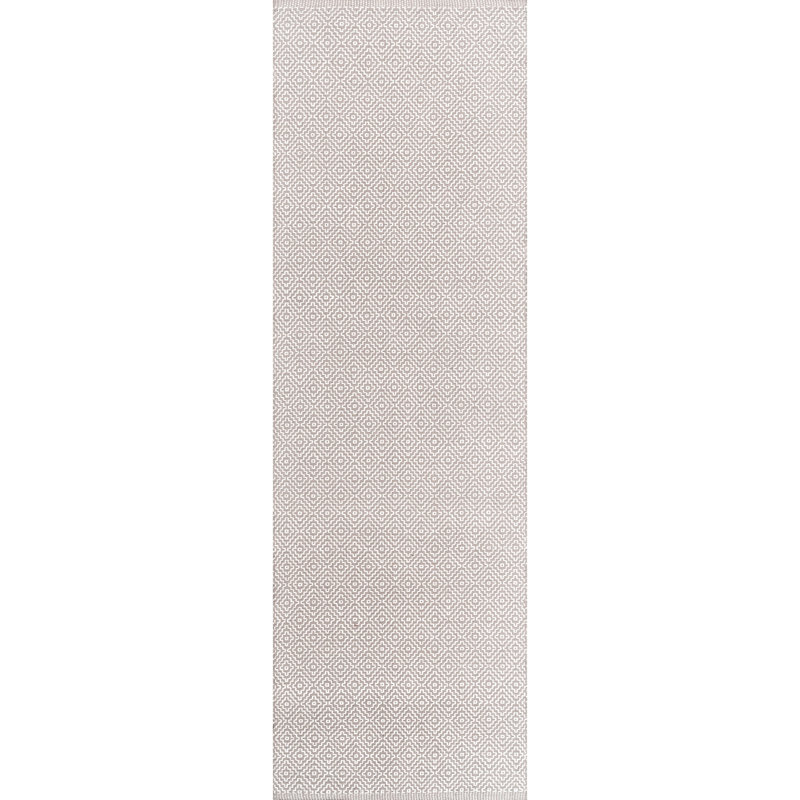 Adelmis Geometric Handmade Handwoven Cotton Taupe Rug, Runner 2'6" x 6'