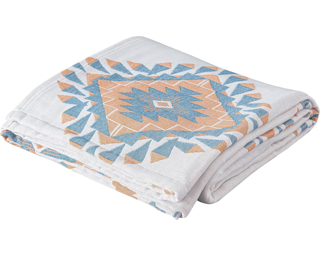 Ezra Jacquard Woven Lightweight 4-Layer Reversible Cotton Thin Blanket Chezmoi Collection 