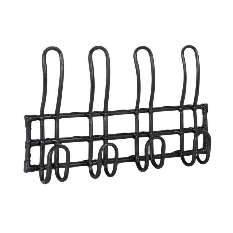 Rattan Wall Hook Rail with Four Hooks
