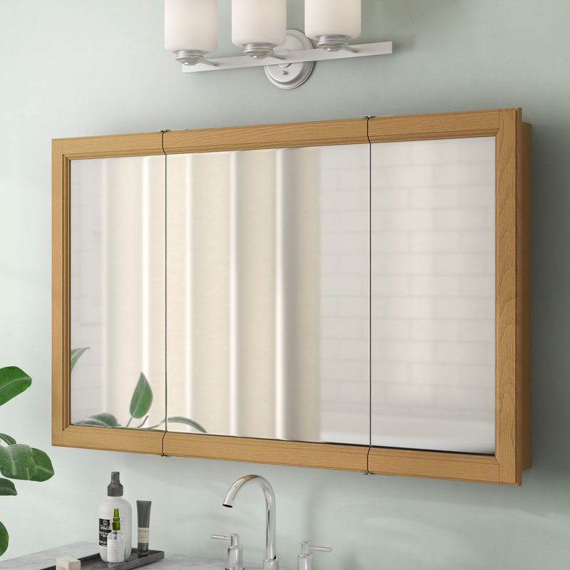 Armoire à pharmacie pour salle de bain, fixation murale, miroir, Chêne muscade, H 30 po x l 48 po x P 5 po