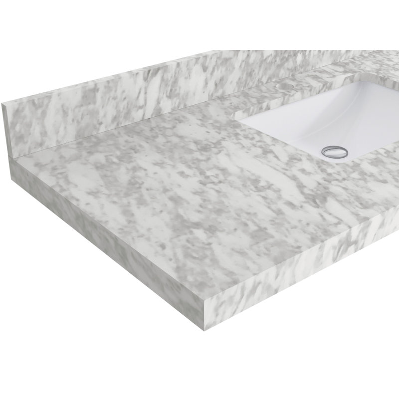 Boston 36 In. W X 22 In. D Right Offset Sink Bathroom Vanity In Elephant Skin Gray With 2 In. Carrara Marble