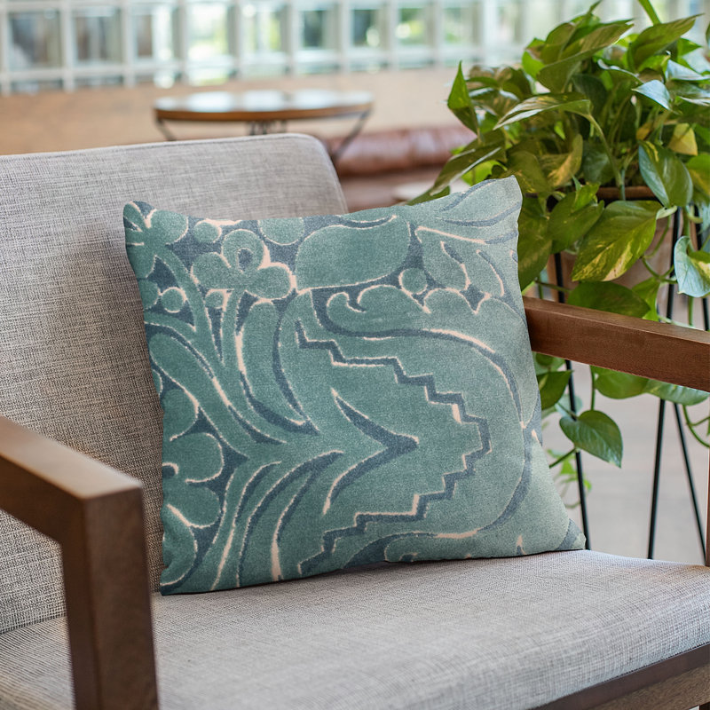 Velvet Floral Outdoor Reversible Throw Pillow, 18" x 18"