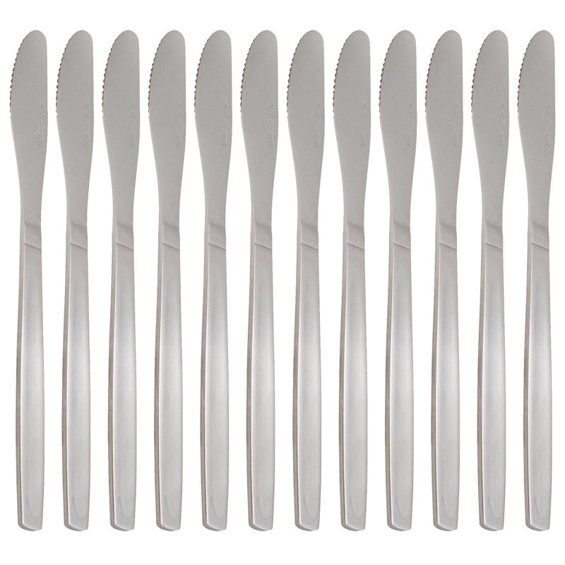 Argon Tableware - Economy Silver Dinner Knives - Rust Resistant Flatware Set of 12