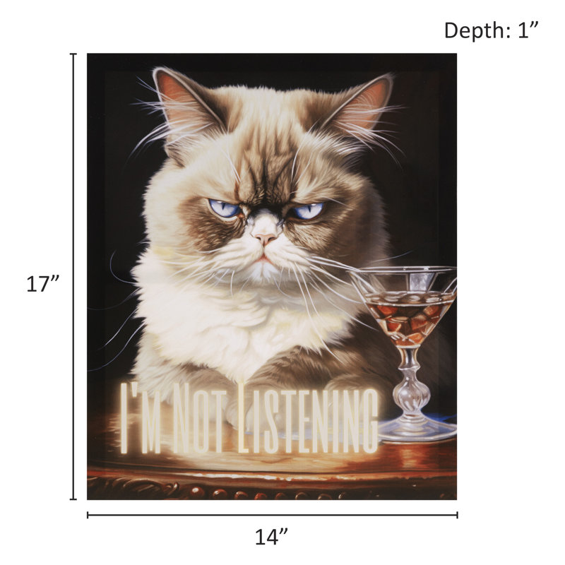 Grumpy Cat 'I'm Not Listening' Multicolor Canvas Wall Art