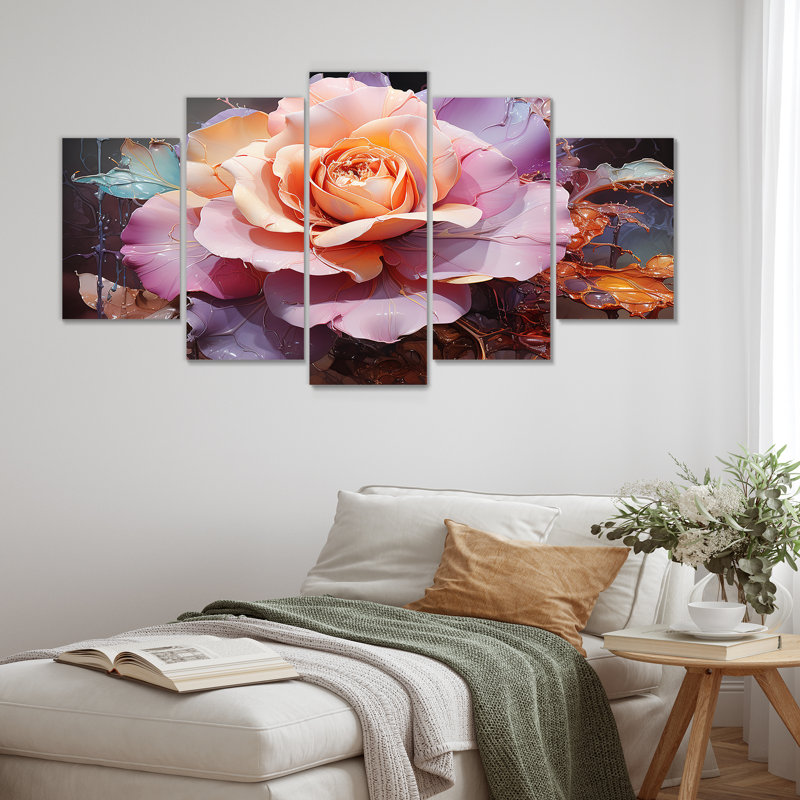 «Pink Misty Rose Spectrum», art mural multicolore