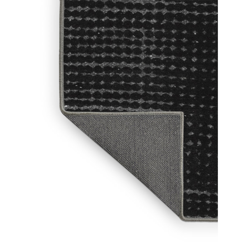 Tapis gris / noir en laine / polyester tissé à la machine Aylène, Rectangle 8 pi x 12 pi