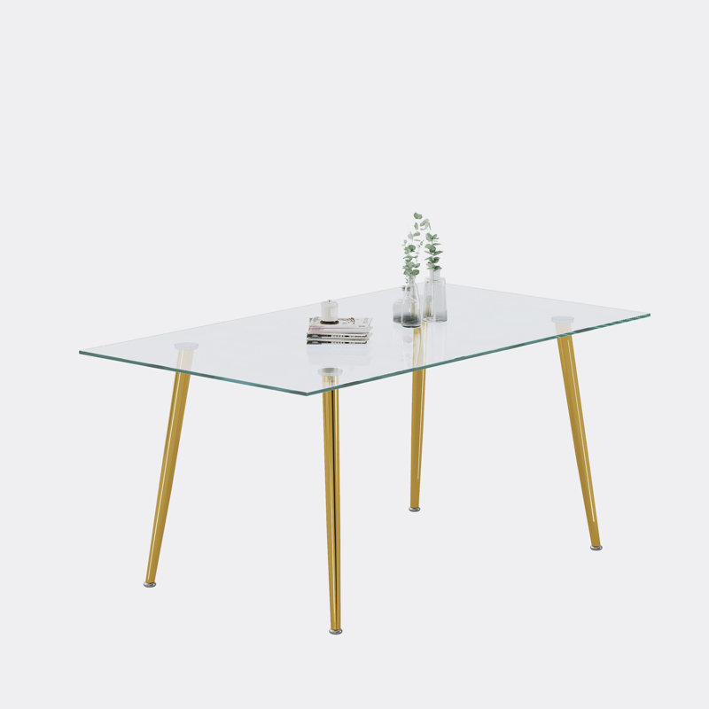 Table de salle à manger Kinnen, H 29,5 po x L 63 po x l 35,4 po, Doré