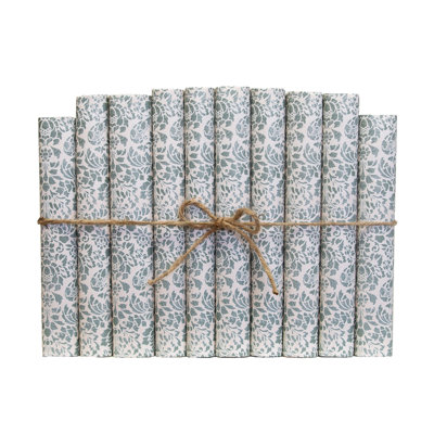 Decorative Books - Sage Damask Paper Wrapped Book Bundle - 1 Foot of Green Books