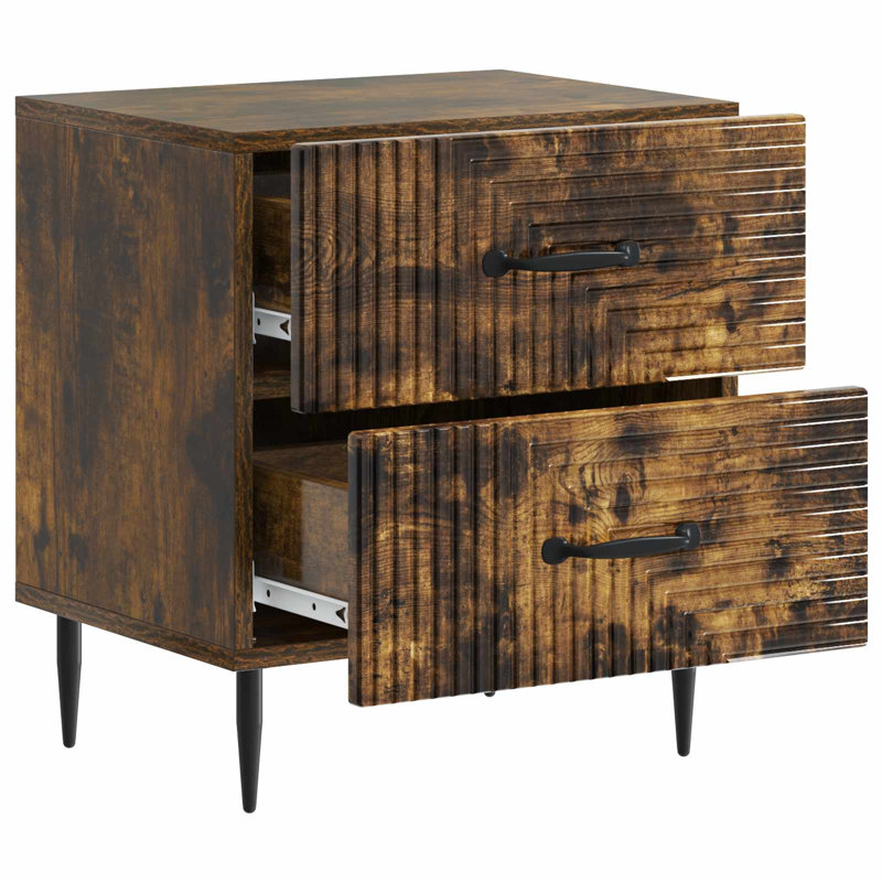 43cm W Manufactured Wood Bedside Table, Smoked Oak
