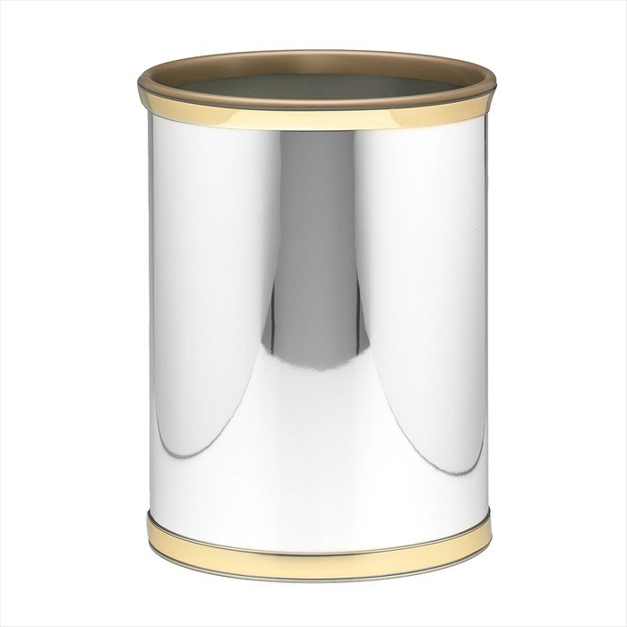 Corbeille pour déchets 3,25 gallons Dajavette, Chrome poli / Bordure laiton