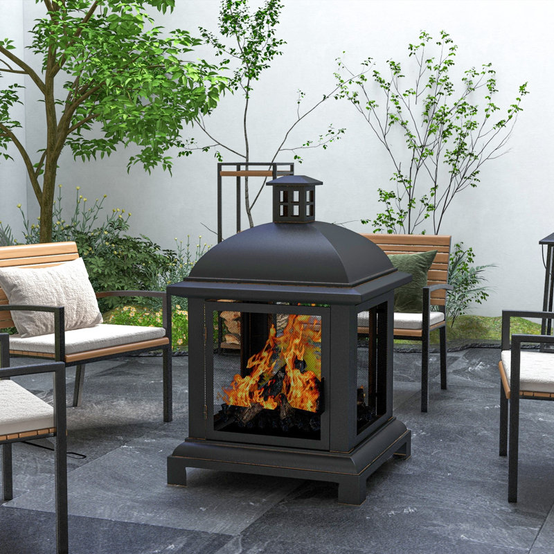 Foyer d'extérieur au feu de bois 40,2 "H x 26" en fer