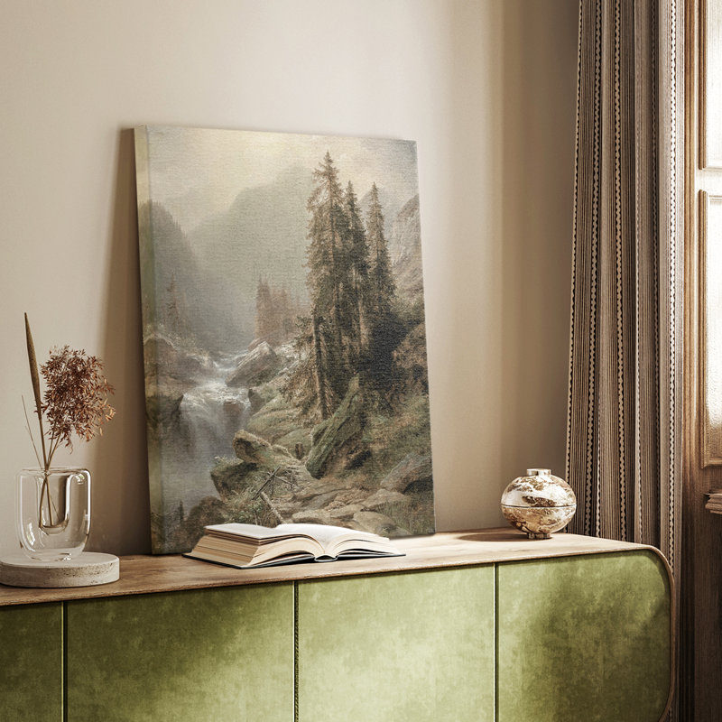 Paysage rétro - impression sur toile tendue, H 13 po x l 9 po