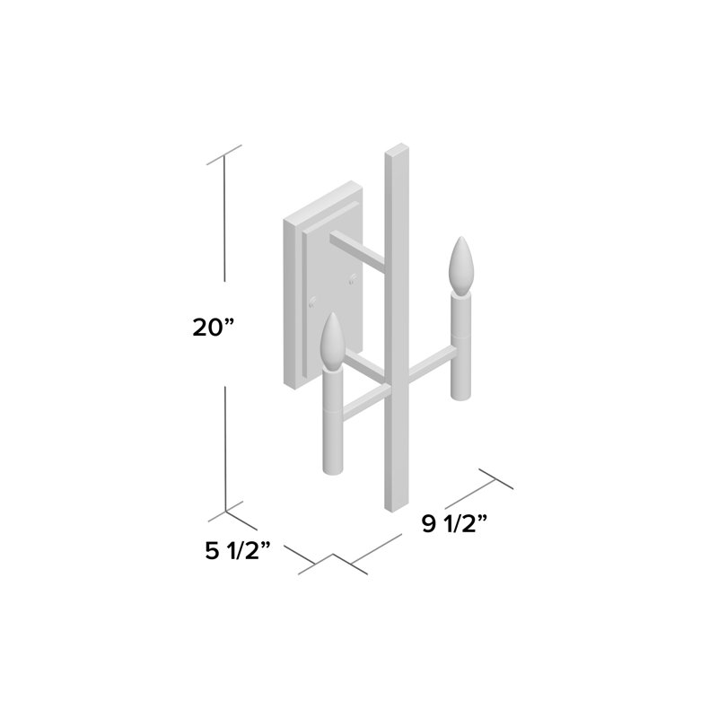 Euclid 2-Light Candle Wall Light, Cement Gray