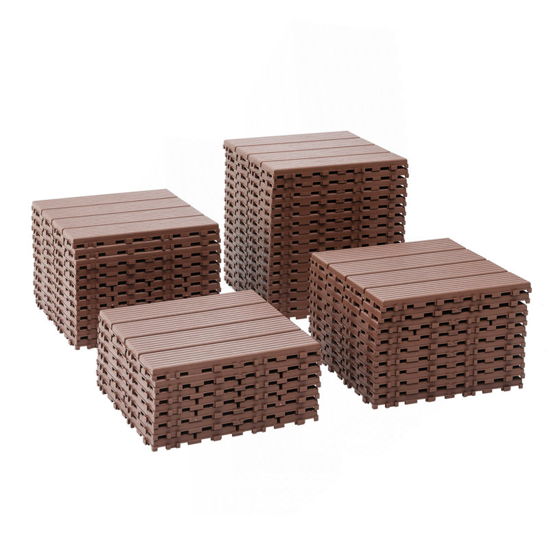 Carreaux de terrasse en plastique emboîtables, Brun