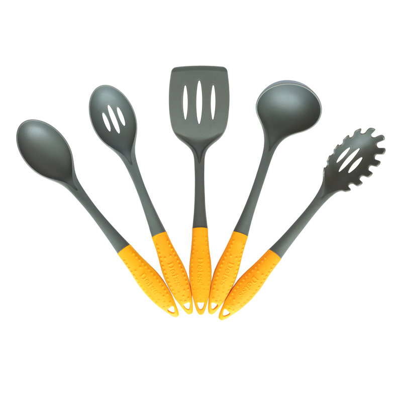 Deiss Pro 5-Piece Nylon Kitchen Utensil Set - Safe for Non-stick Cookware