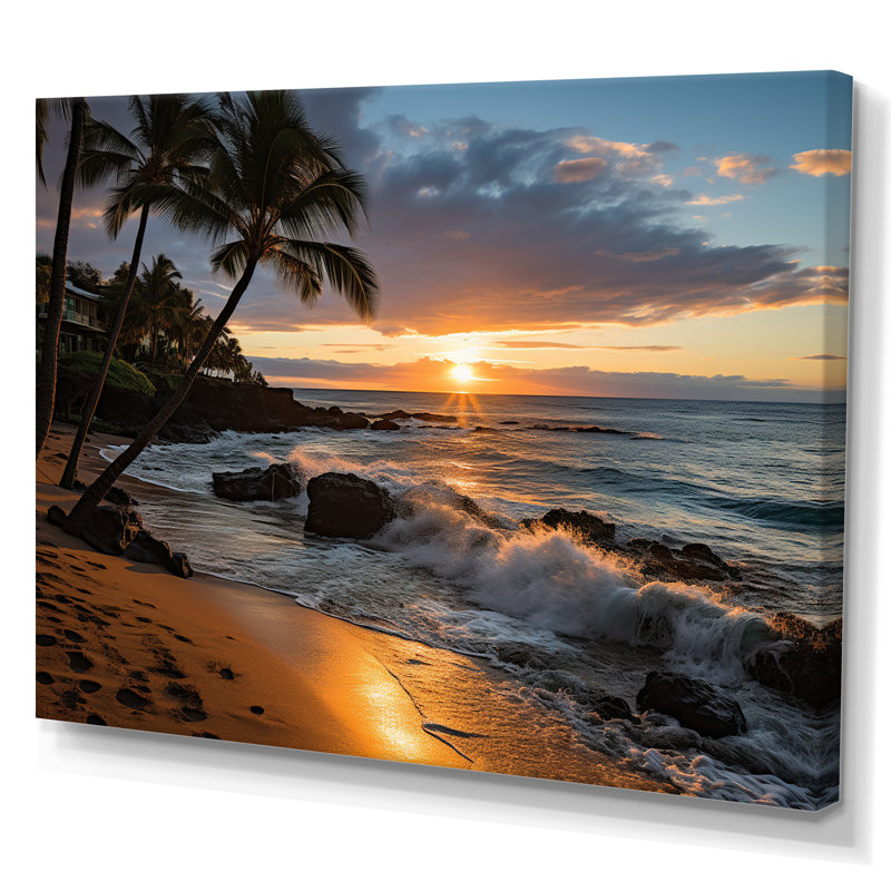 «Aloha Tropical Dreamscape I - Maui», art mural, H 12 po x l 20 po x P 1 po, Toile tendue