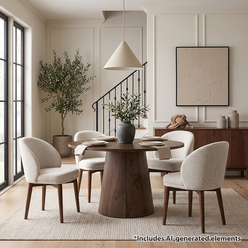 Ensemble repas extensible Modern, Beige, Ensemble de cinq pièces : table, quatre chaises