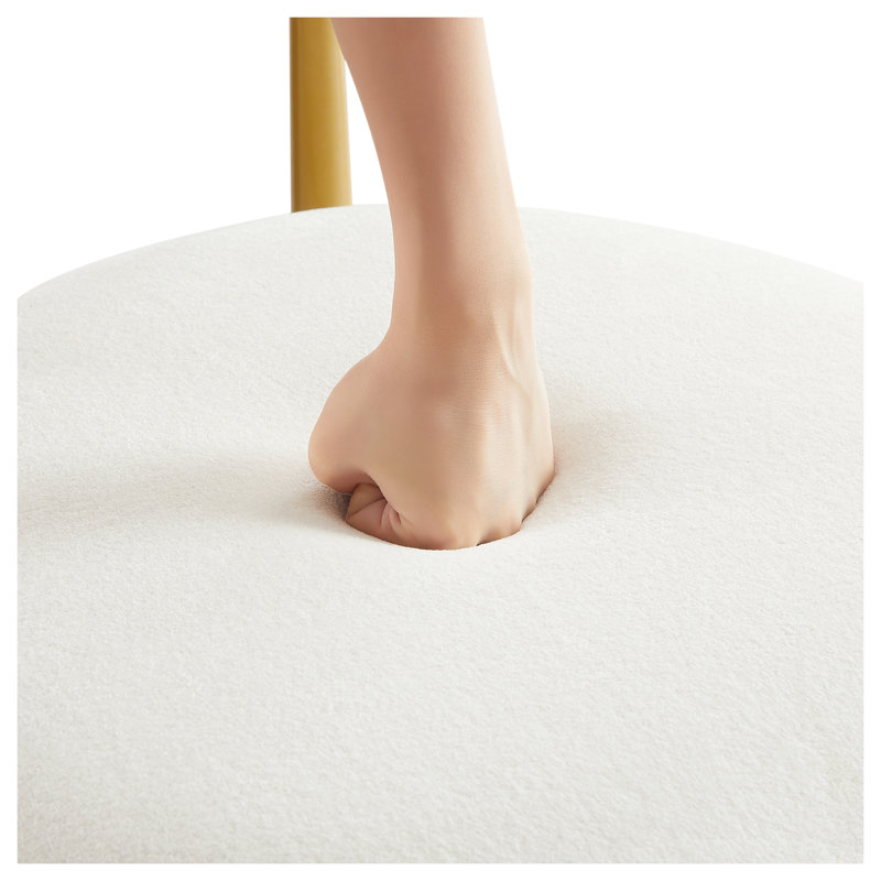 Ensemble de 2 chaises de salle à manger de cuisine modernes - Velours recouvert de dossier incurvé et pieds en métal, blanc et or