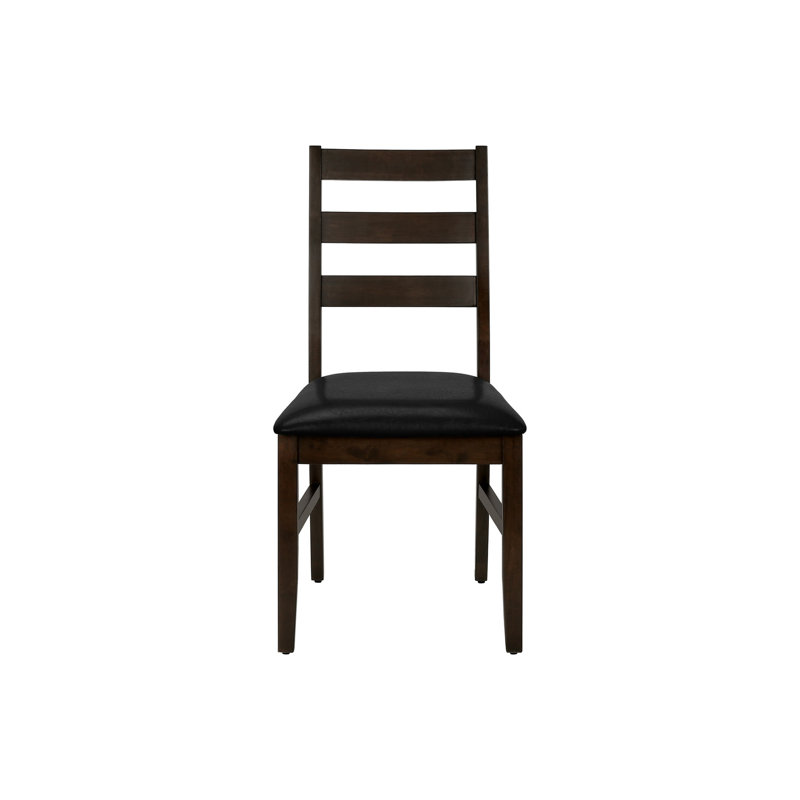 Ensemble de 2 chaises de salle à manger Sara Side, dossier en bois massif, similicuir brun