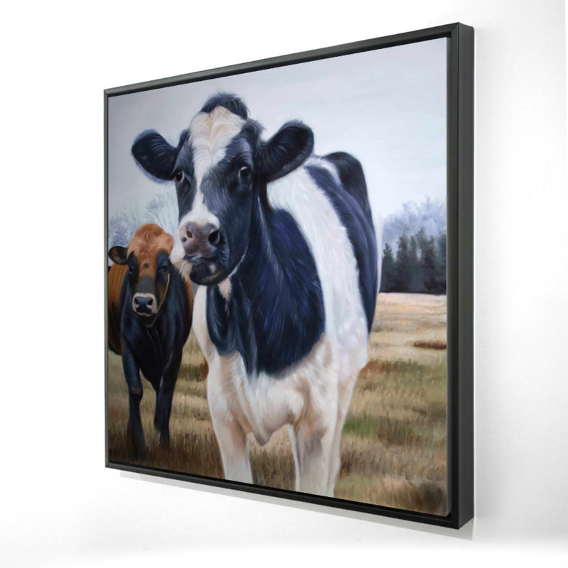 " Two Cows Eating Grass "