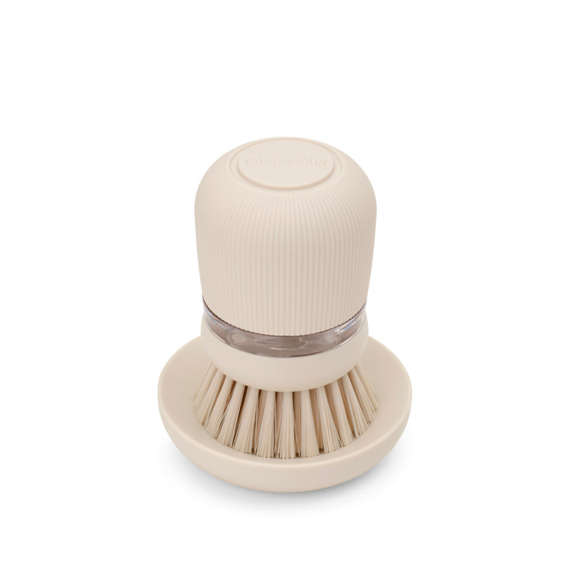 Brabantia SinkSide Dishwashing Liquid Dispensing Scrubbing Brush, Soft Beige