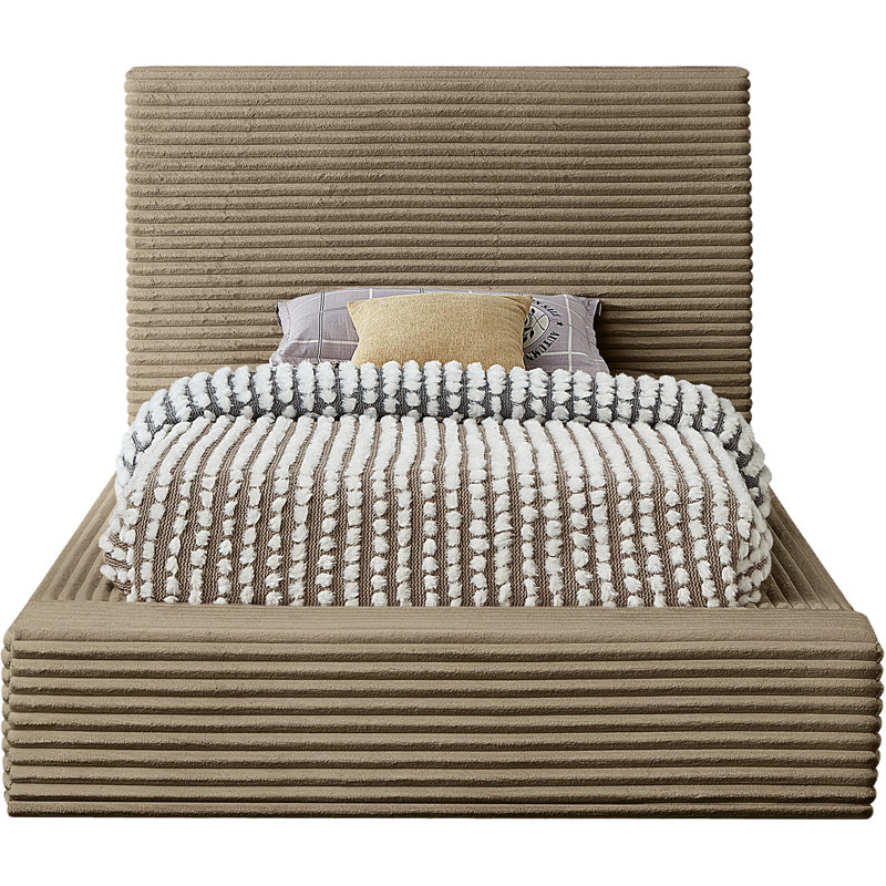 Dexter Corduroy Fabric Bed, Twin, Taupe Corduroy Fabric