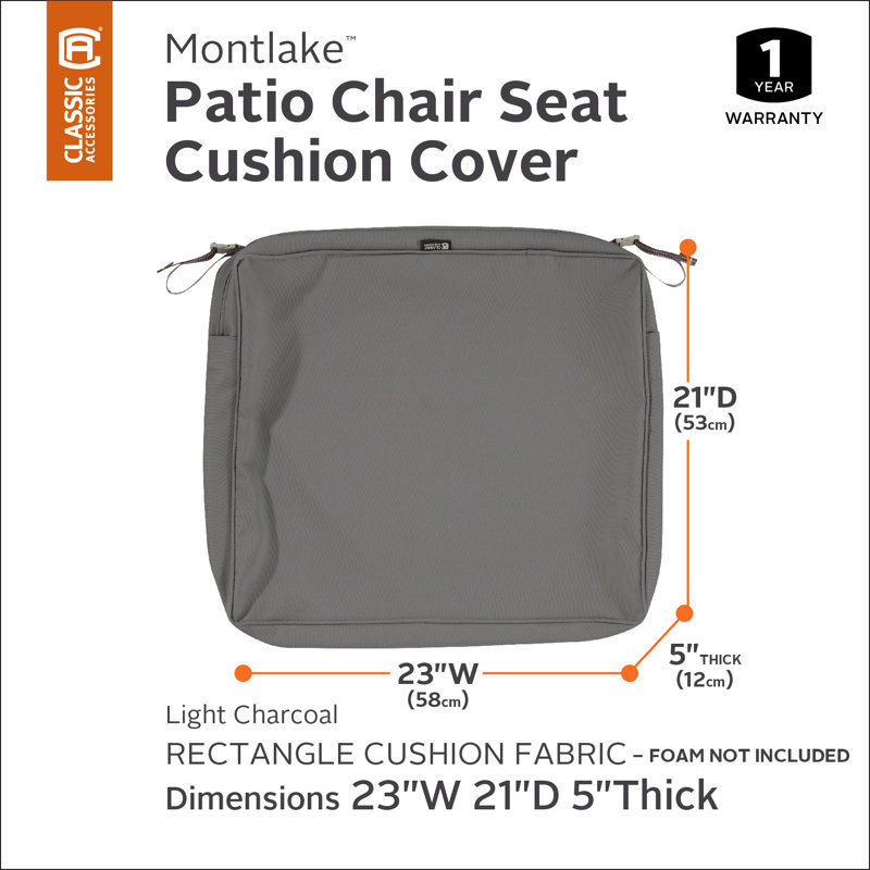 Ayvion Outdoor Patio Chair Cover, 5" H x 23"W x 21"D , Charcoal gray