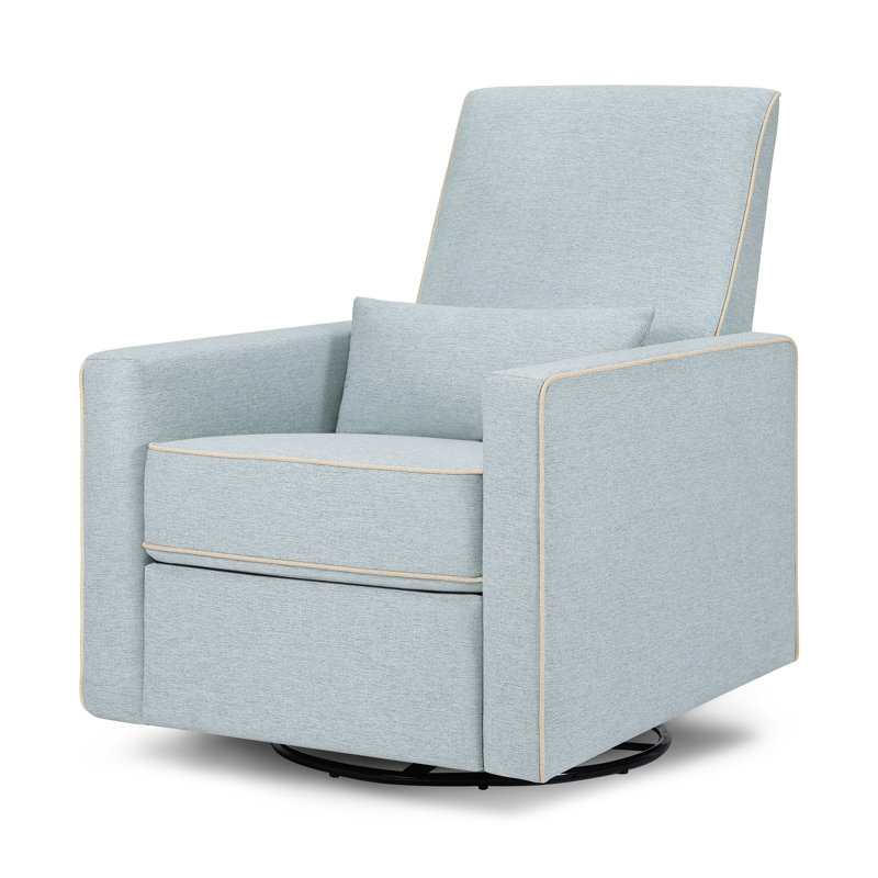 Heathered Blue Swivel Recliner with Cream Piping