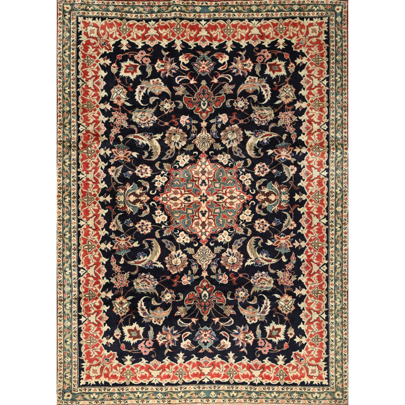 Tapis traditionnel noir / bleu Filsaime, Rectangle 5 pi x 7 pi