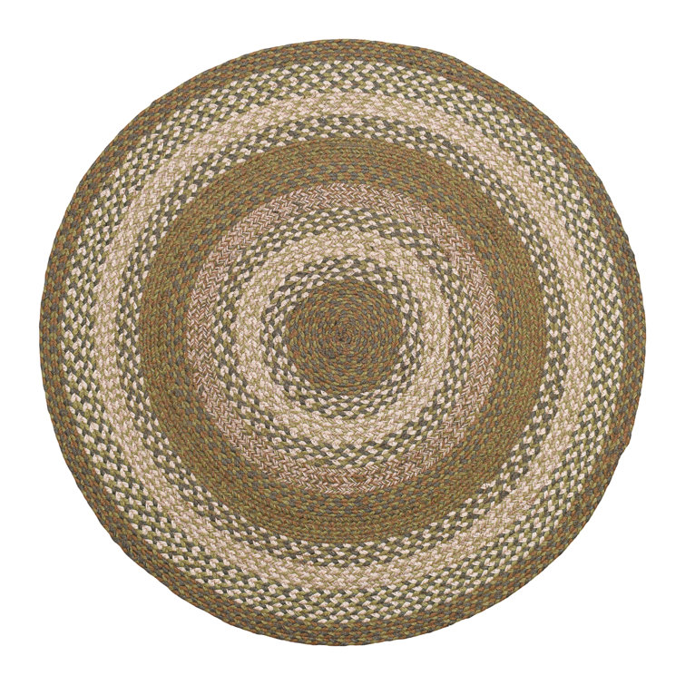 Bryiana Farmhouse Braided Jute Green Area Rug