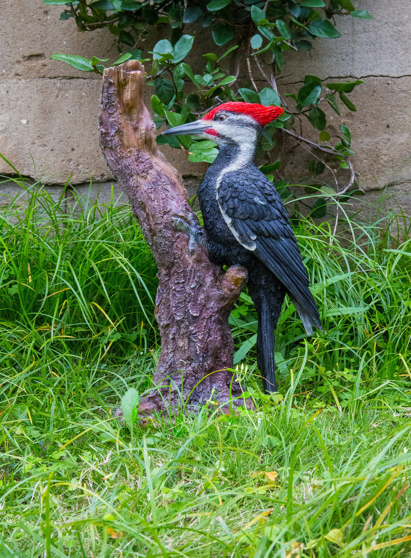 Hi-Line Gift Ltd. Pileated Woodpecker on A Tree Trunk Garden Statue