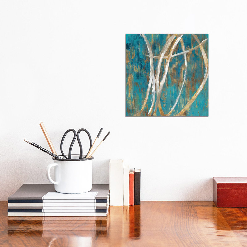 Teal Abstract II by PI Galerie - Wrapped Canvas Painting, 30.48 cm H x 30.48 cm W