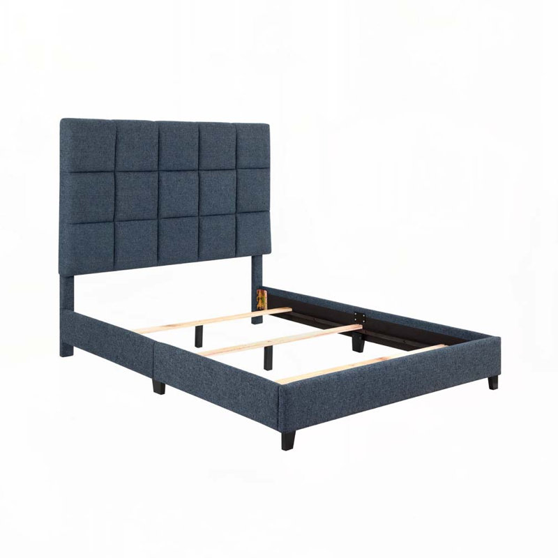 Lit plateforme tapissier Boucle, gris, Grand