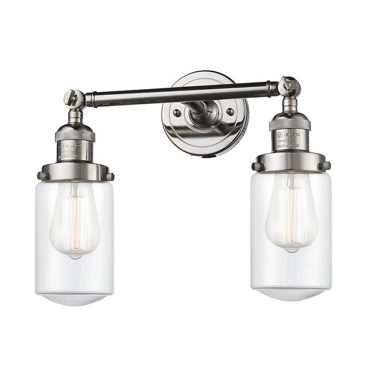 Éclairage pour salle de bain 2 lumières Saroyan, Ampoule DEL rétro de 3,5 watts, Transparent, Nickel poli