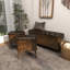 Banc de rangement Currie en métal bronze vieilli avec similicuir capitonné brun foncé