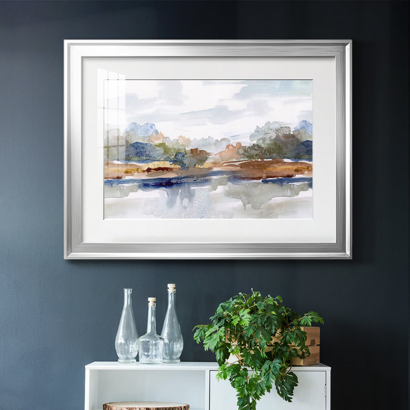 High Sierra - Matted and Framed Under Glass, Large Living Room Wall Art, Silver, 15" H x 21" W x 1.5" D