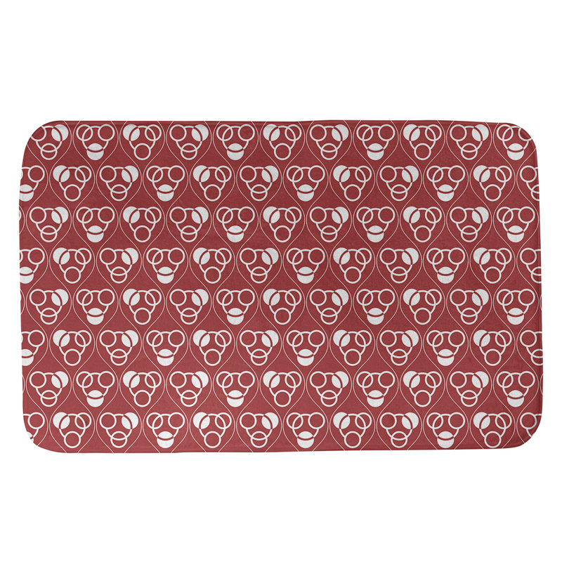 Tapis de bain géométrique rectangulaire antidérapant Circles Waves, l 17 po x L 24 po, Rouge/blanc