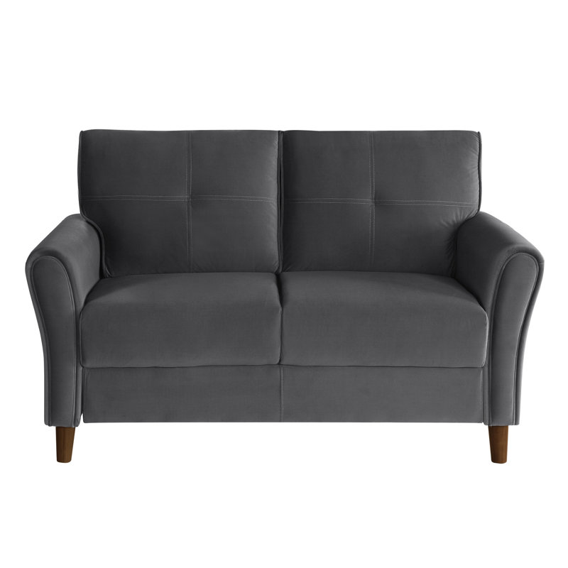 Keundra 57'' Modern & Contemporary Luxurious Velvet Upholstery Loveseat with Refined Tufted Detail, Stylish Exposed Walnut Feet