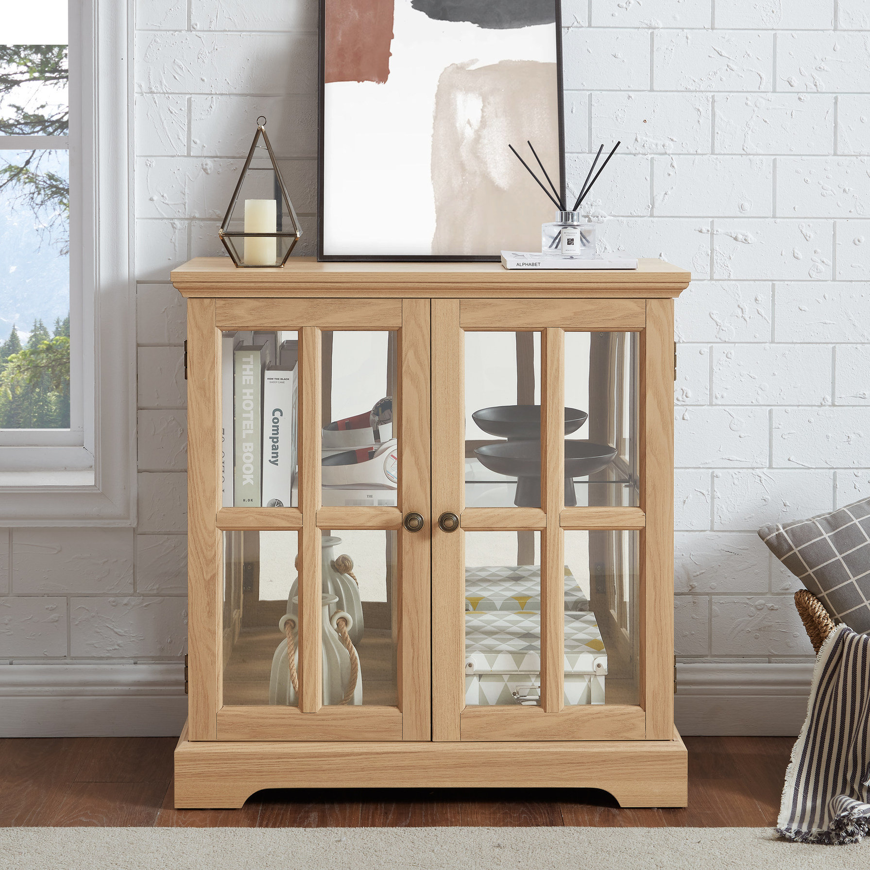 Ivy Bronx Elegant Display Case With Vintage Metal Handle And Adjustable ...