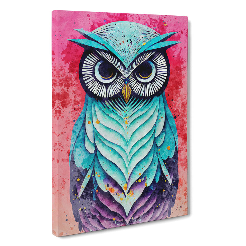 Owl In Watercolour No.1 - Wrapped Canvas, 76cm H x 50cm W x 3cm D