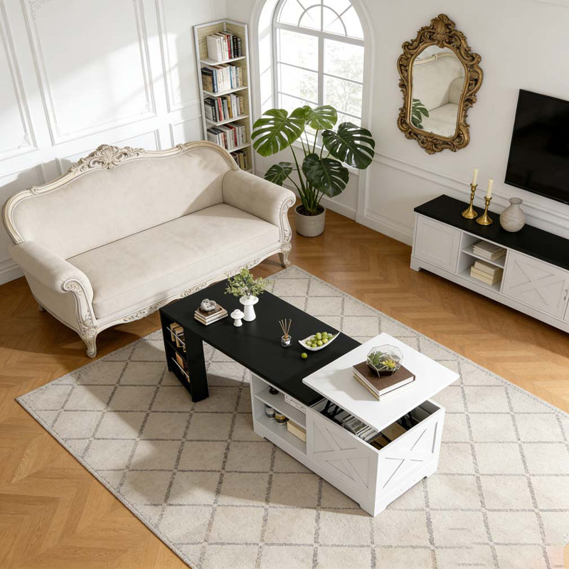Table basse en bois, Blanc et noir