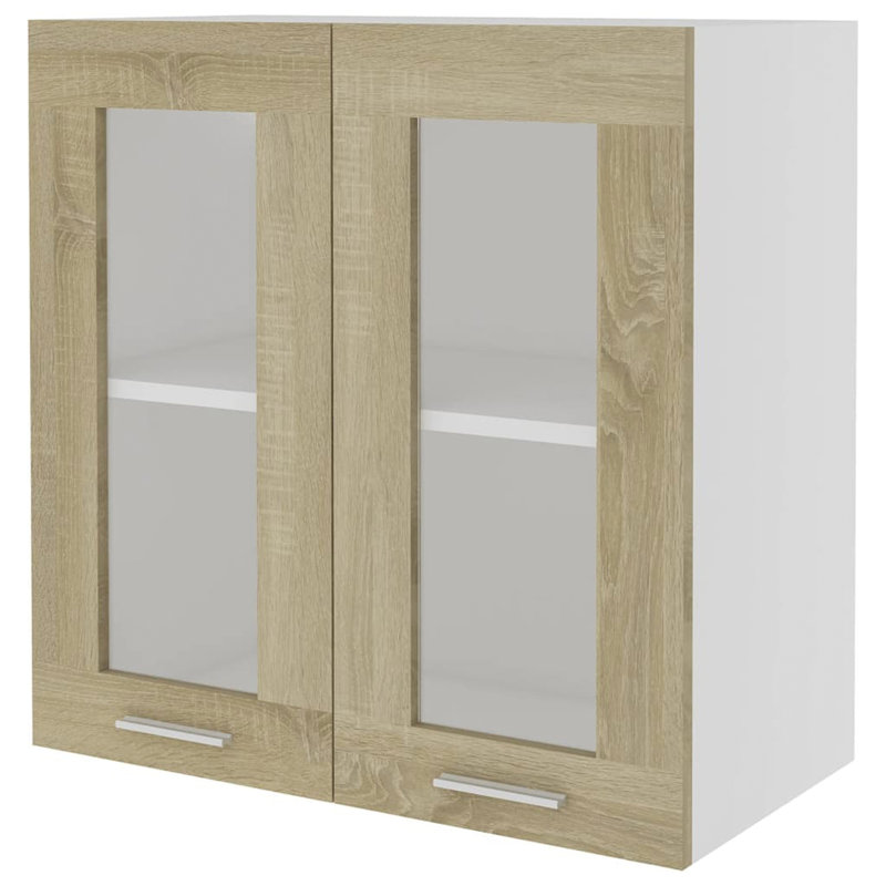 Black Hanging Glass Cabinet 60X31x60 Cm, Light Brown