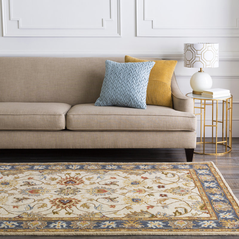 Tapis oriental en laine brun clair touffeté à la main BuckHill, Carré 6 pi