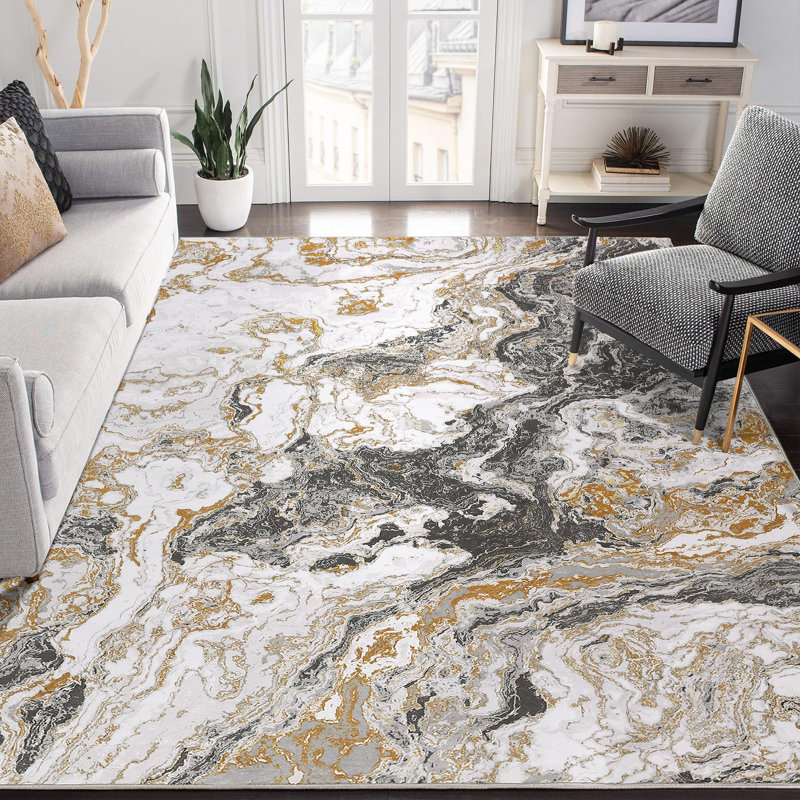 Abstract Machine Tufted Area Rug, Grey, Rectangle 120 x 170 cm