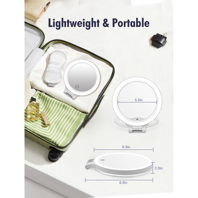 Miroir de maquillage de voyage Nadeem, 8.66" H x 7.67" W