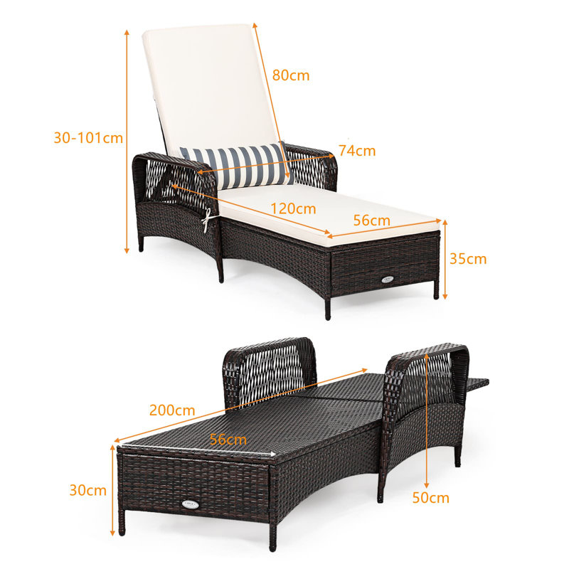 200cm Long Single Chaise with Cushions