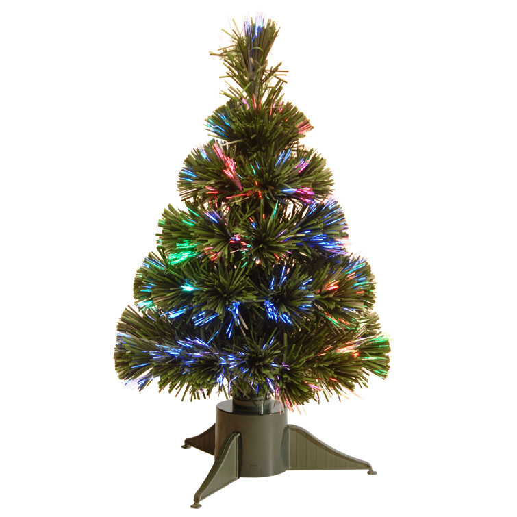 Fiber Optic 2' Green Pine Artificial Christmas Tree with Multi-Color Lights