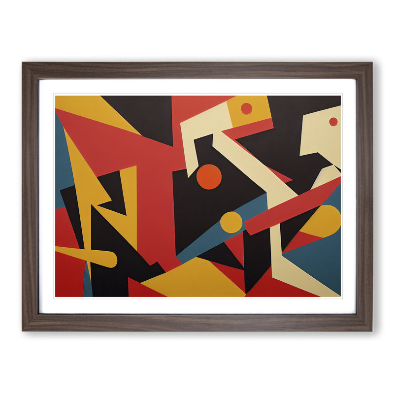 XH1022-8695X Suprematism Modern Art Vol.6 Abstract 1 Piece Single Picture Frame Wall Art, 46cm H x 64cm W x 2cm D, Walnut